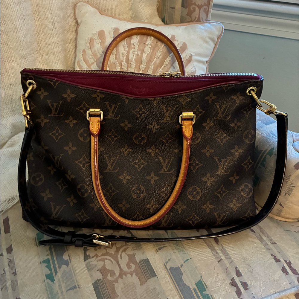 Louis Vuitton Burgundy and Brown Monogram Shoulder Bag